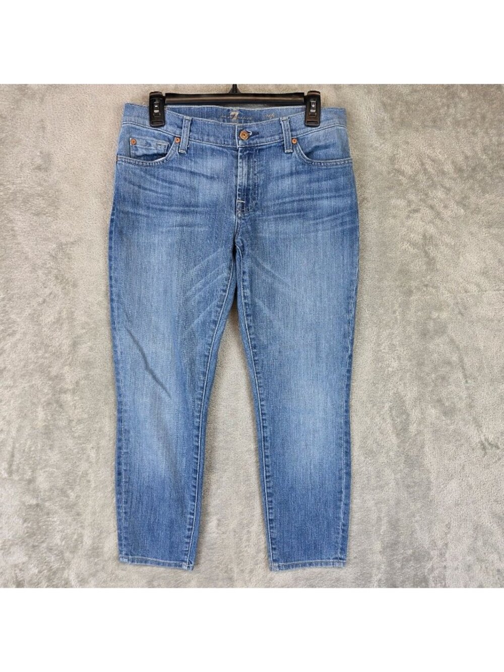7 For All Mankind Roxanne Crop Skinny Jeans Womens 28 Blue Wash Stretch Denim